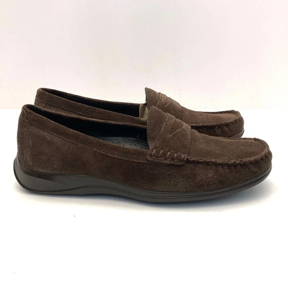Cole Haan Erika Penny‎ Moc Loafers Chocolate Brown Suede Leather Womens 7B